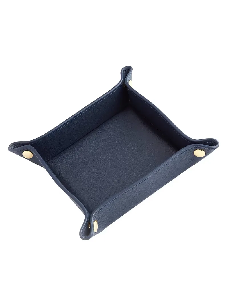 Women's Leather Catchall Tray - Navy Blue