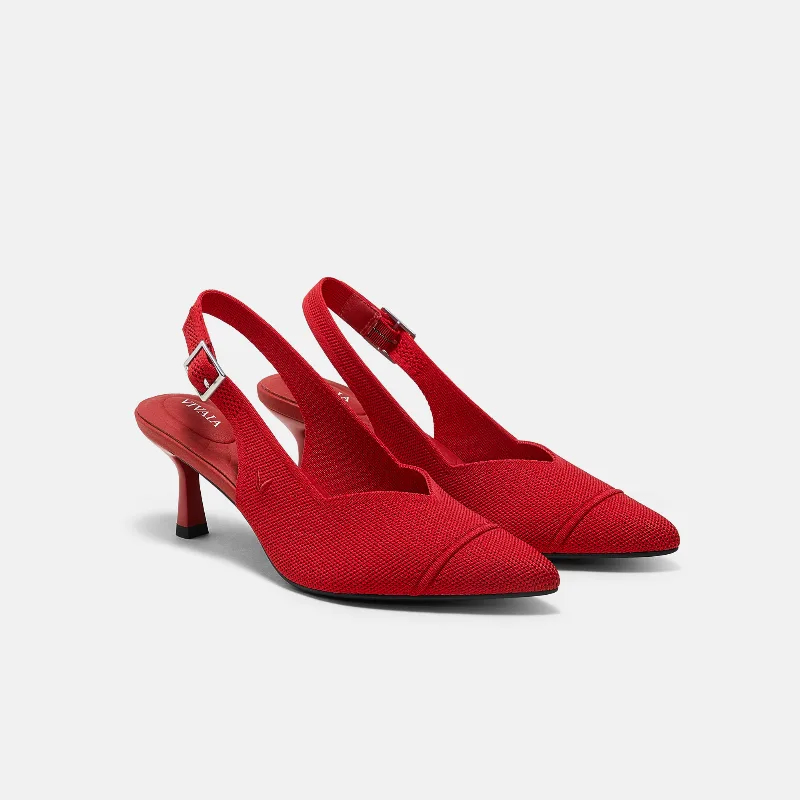 VIVAIA Pointed-Toe Slingback Heels (Addison)|RUBY  RED|US 5.5