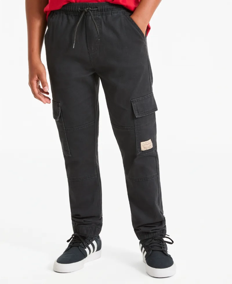 Levi's Big Boys Relaxed Fit Drawstring Cargo Jogger Pants - Black