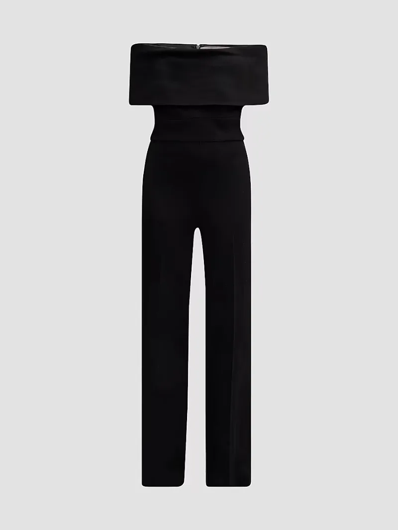 Lela Rose Women's Off-the-Shoulder Crêpe Jumpsuit - Black - Size 2