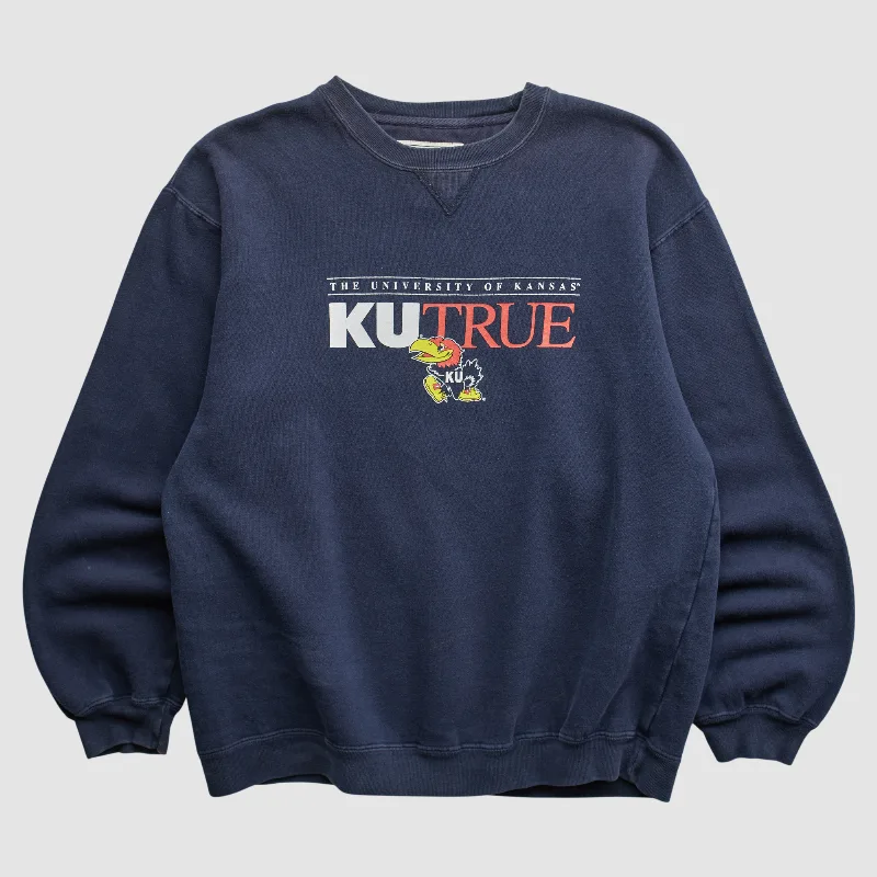 Kansas Jayhawks Gear For Sports 2000s Pullover Sweatshirt - Navy - M by Fanatics Real Vintage