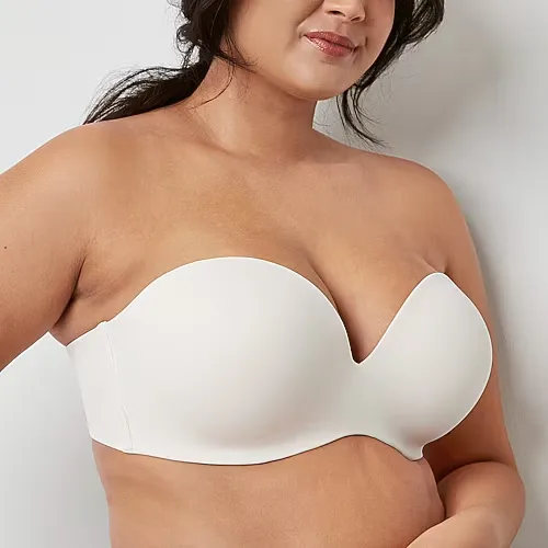 Ambrielle Everyday Lightly Lined Underwire Strapless Bra, Ddd, White