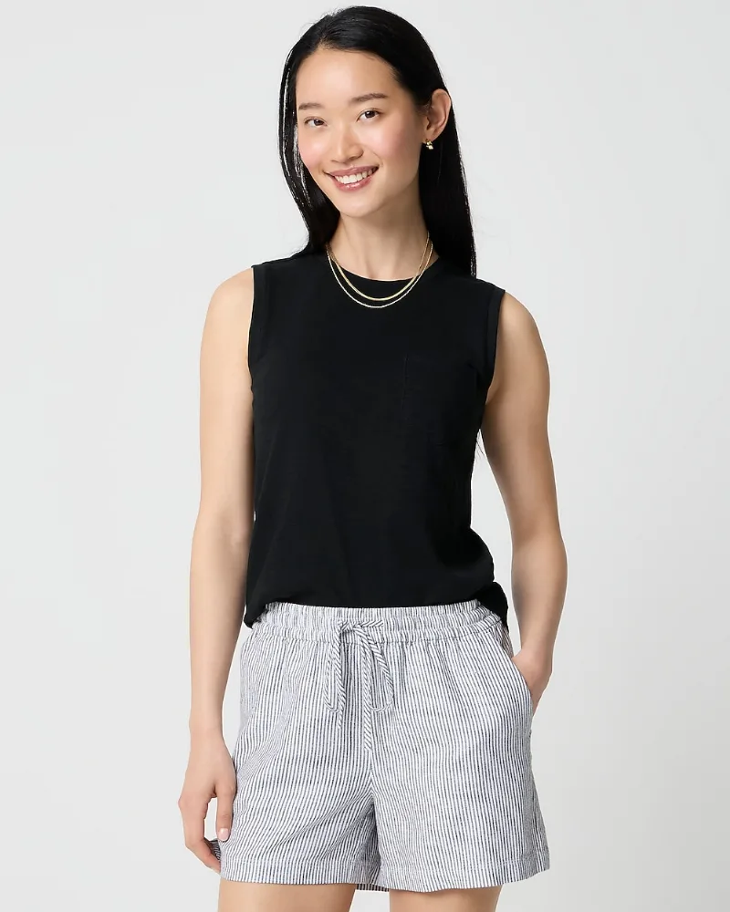100% cotton girlfriend pocket tank top