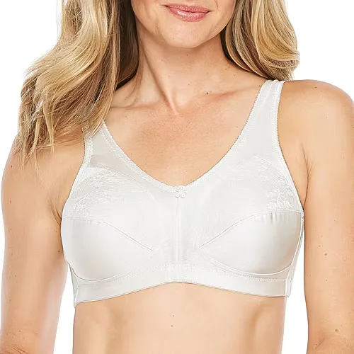 Underscore Fashion Plus Comfort Lace Trim Unlined Wireless Full Coverage Bra, D, White