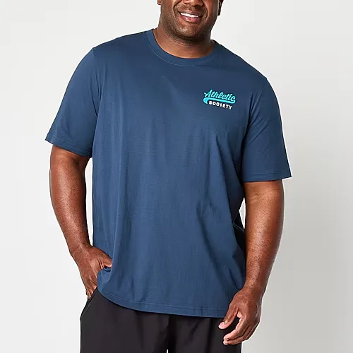 Xersion Mens Crew Neck Short Sleeve Regular Fit Big and Tall Graphic T-Shirt, X-large Tall, Blue