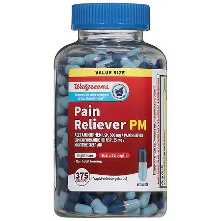 Walgreens Pain Reliever PM Extra Strength Rapid Release Gelcaps - 375.0 ea