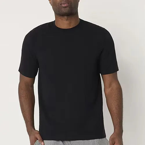 Stafford Super Soft Mens Crew Neck Short Sleeve Pajama Top, Large, Black