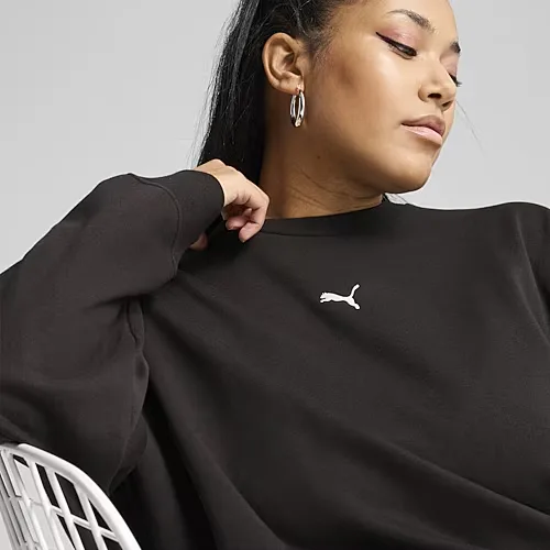 PUMA Womens Crew Neck Long Sleeve Sweatshirt, Large, Black