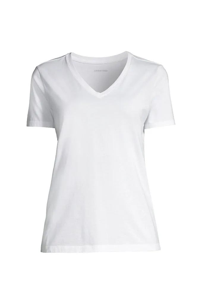 Tall Supima Cotton V-neck T-Shirt - Lands' End - White - L
