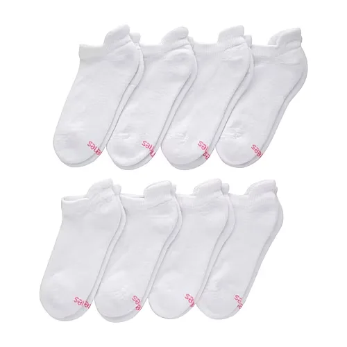 Hanes Cool Comfort Cushion Heel Tab Womens Multi-Pack 8 Pair No Show Socks, 5-9, White