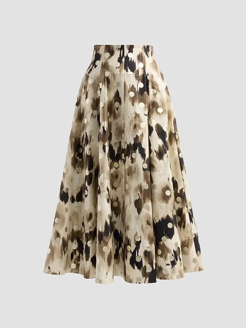 Women's Parker Ikat Polka Dot Midi-Skirt - Cream Multi - Size 10