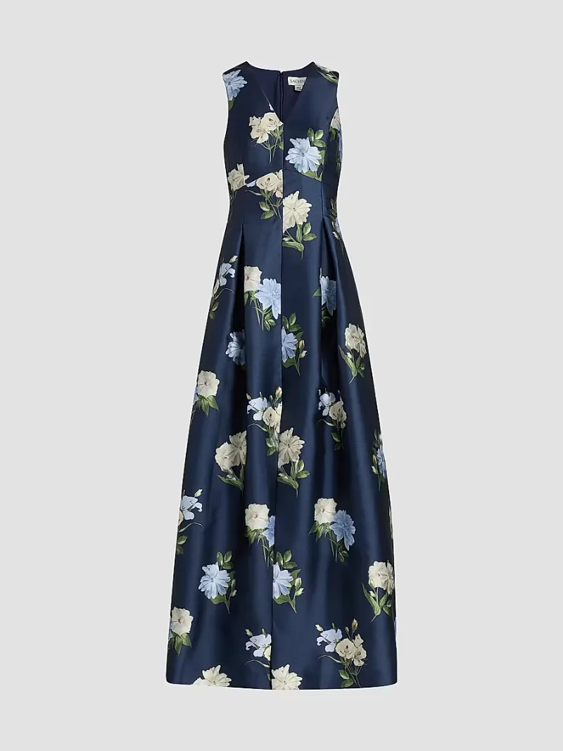 Women's Brooklynne Floral Mikado Gown - Maritime Corsage - Size 6