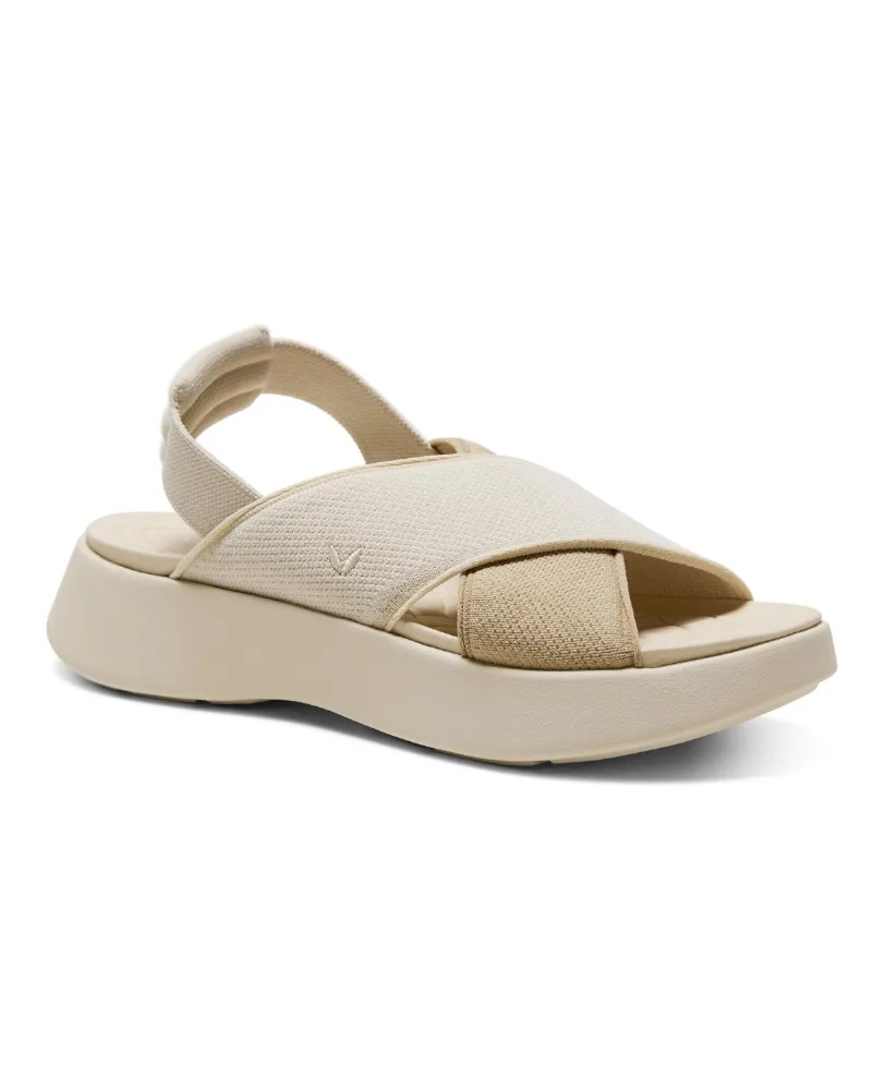 Vivaia Women's Kara 2.0 Elastic Back Strap Walker Sandals - Cream ivory/nude peach