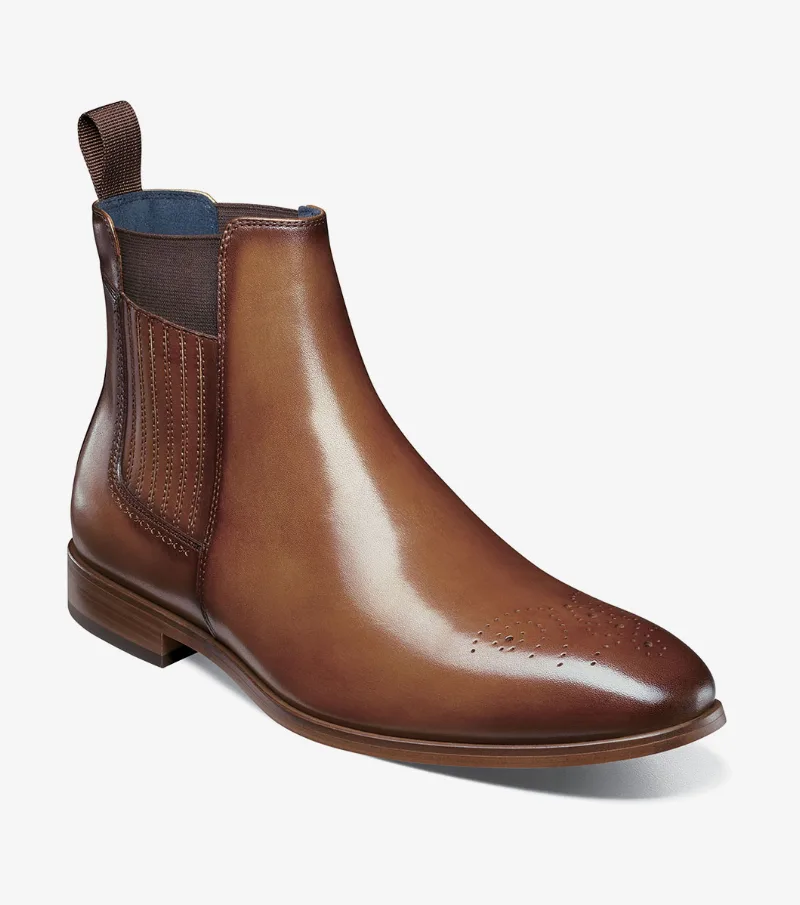 Stacy Adams Shoes Bradley Plain Toe Chelsea Boot Tan Size 8.5