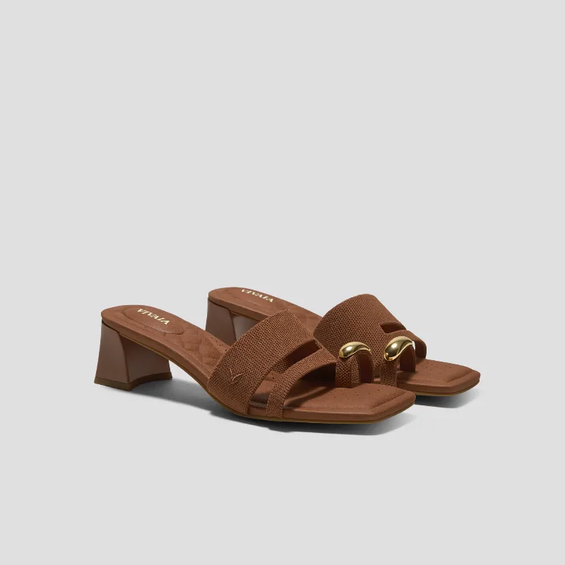 VIVAIA Square-Toe Toe Ring Sandals (Jayna)|DARK CARAMEL|7-7.5