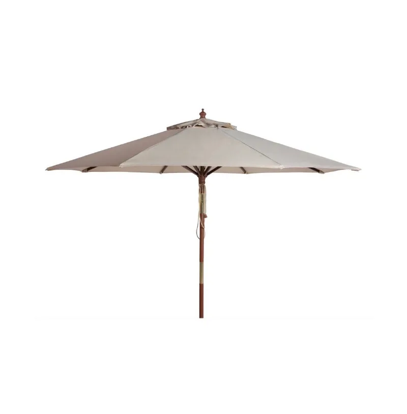 Augusta Home Cannes 9Ft Wood Crank Umbrella - Beige