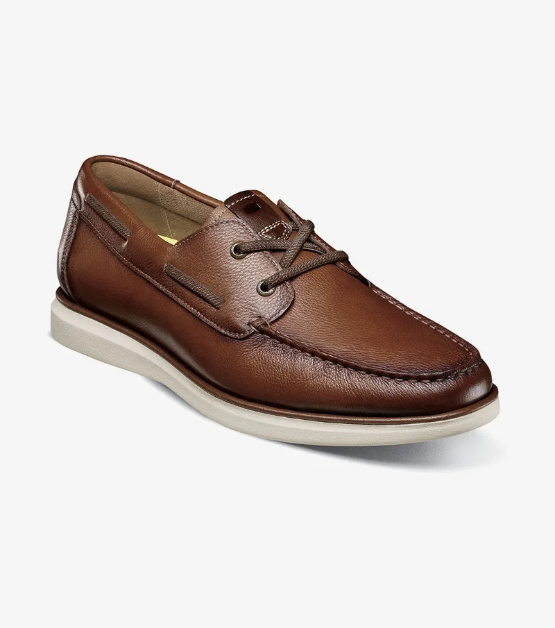 Florsheim Shoes Tropics Elastic Lace Moc Toe Boat Shoe Cognac Size 8