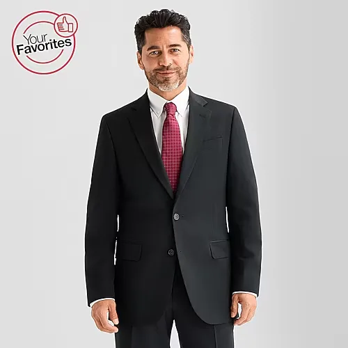 Stafford Coolmax All Season Ecomade Mens Stretch Fabric Classic Fit Suit Jacket, 42 Short, Black