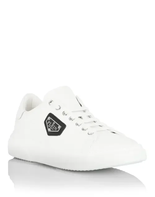 PHILIPP PLEIN Leather Lo-Top Sneakers Iconic Plein Unisex in White at Nordstrom, Size 37