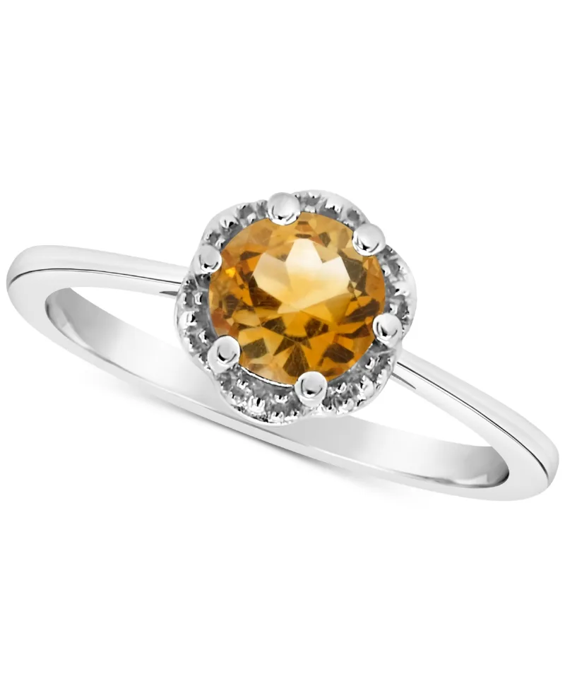 Rhodolite Garnet Six Prong Ring (1 ct. t.w.) in Sterling Silver (Also in Citrine, Blue Topaz, Peridot, Amethyst, & White Topaz) - Citrine