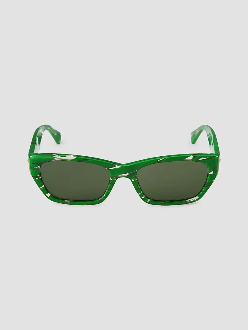 Bottega Veneta Men's Marbled Rectangular Sunglasses - Green
