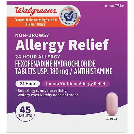 Walgreens 24 Hour Allergy Relief Fexofenadine Tablets - 30.0 ea