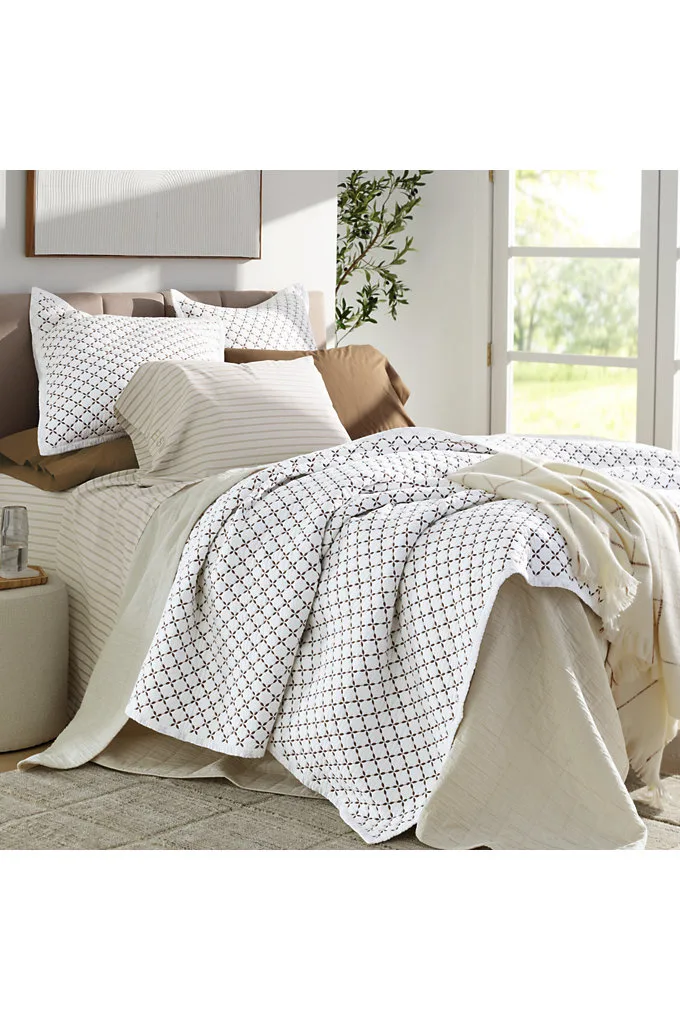 Embroidered Diamond Double Voile Sham - Lands' End