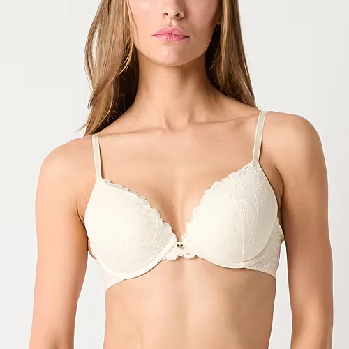 Ambrielle Tulip Lace Push Up Bra, B, White