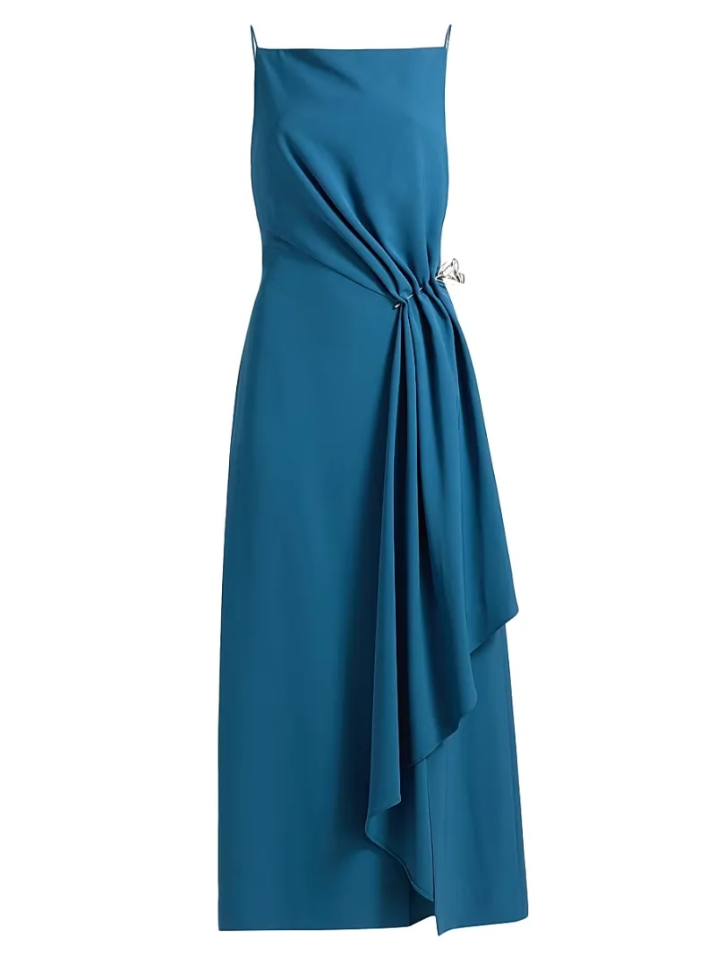 Lela Rose Women's Rose Pin-Detailed Draped Crepe Cocktail Dress - Mallard - Size 4