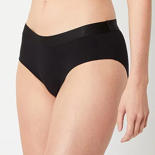 Arizona Body Cotton Elastic Waist Hipster Panty, Large, Black