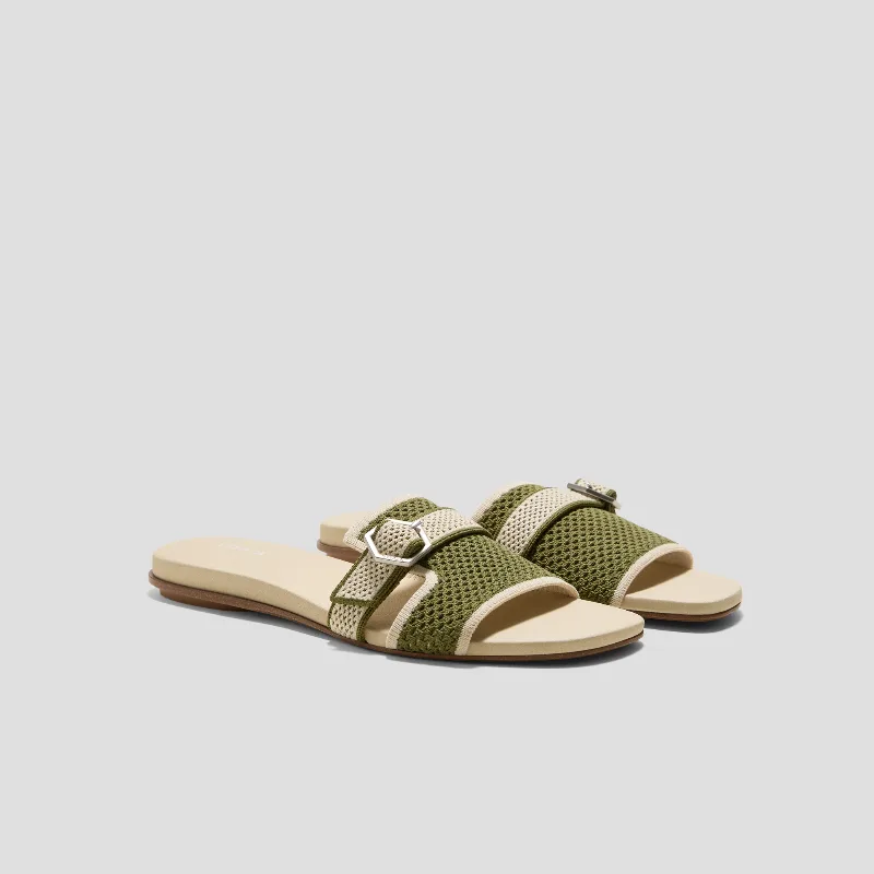 VIVAIA Square-Toe Flat Sandals (Delia)|OLIVE DRAB BASKET|US 9.5