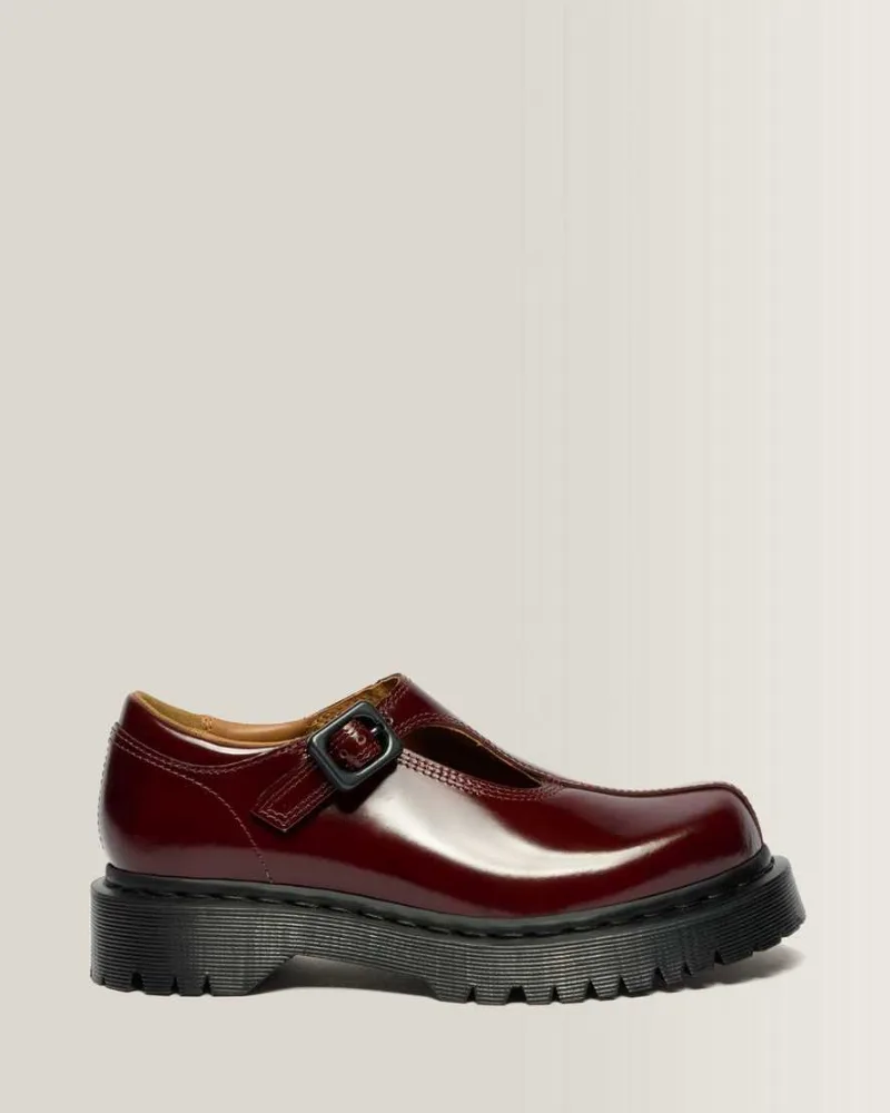 Dr. Martens, Rejena Mary Jane Laquered Leather Mary Jane Shoe in Red, Women's Size 6