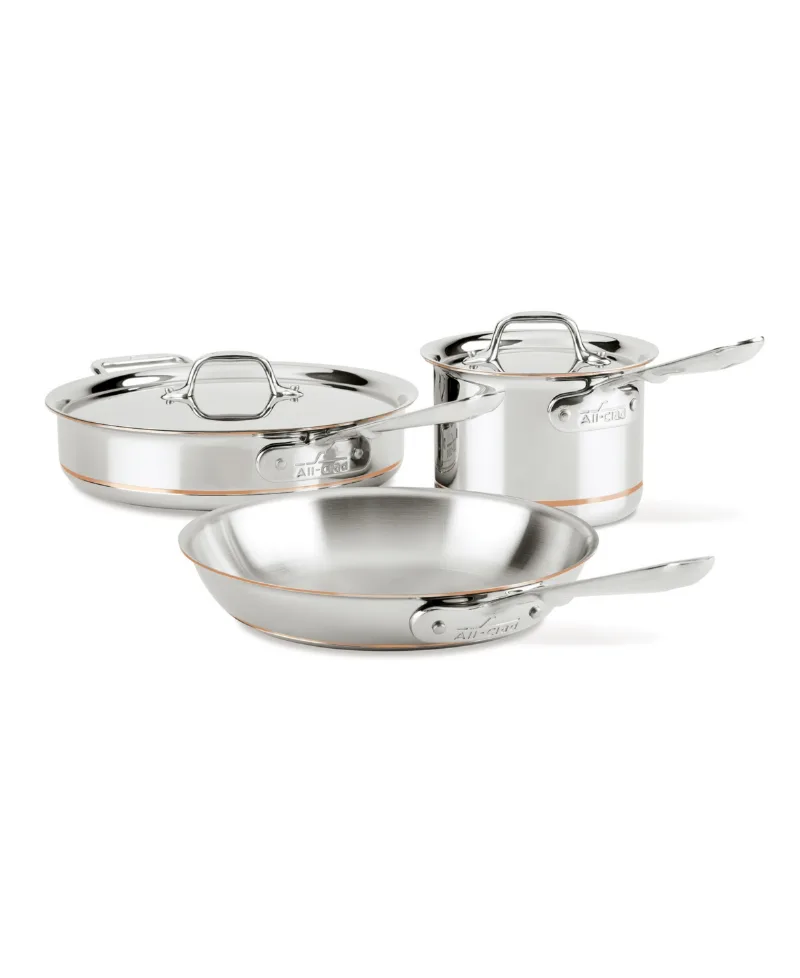 All-Clad Copper Core 5-Ply Bonded 5 Piece Cookware Set - Silver