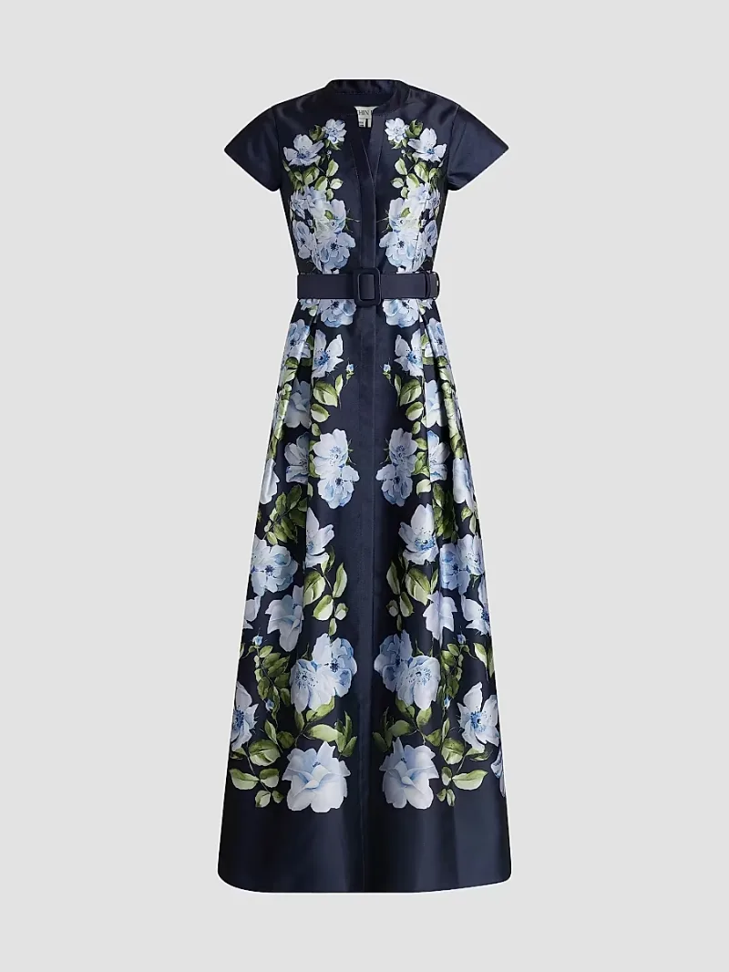 SACHIN BABI Women's Marta Floral Mikado Gown - Floral Fresco - Size 0