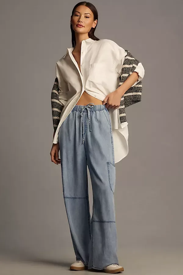 By Anthropologie Pull-On Wide-Leg Cargo Jeans