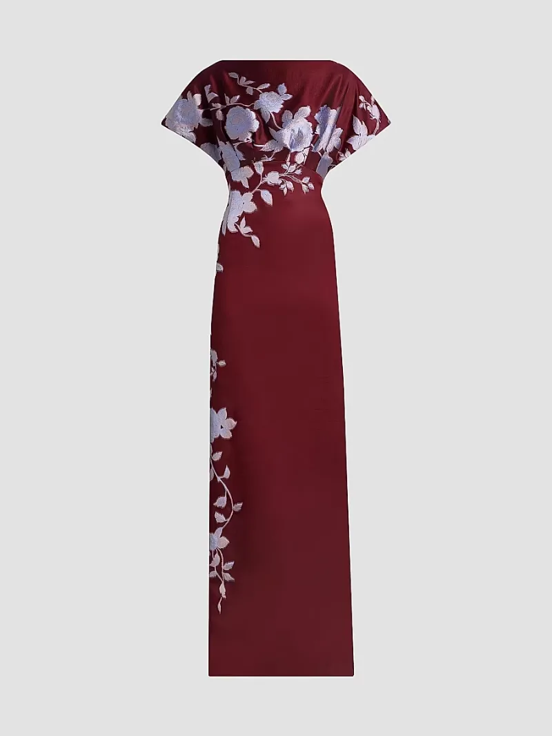 Lela Rose Women's Rose Fil Coupé Column Gown - Oxblood Lavender - Size 12