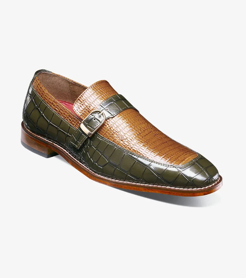 Stacy Adams Shoes Rubiano Moc Toe Buckle Strap Slip On Olive Multi Size 7.5