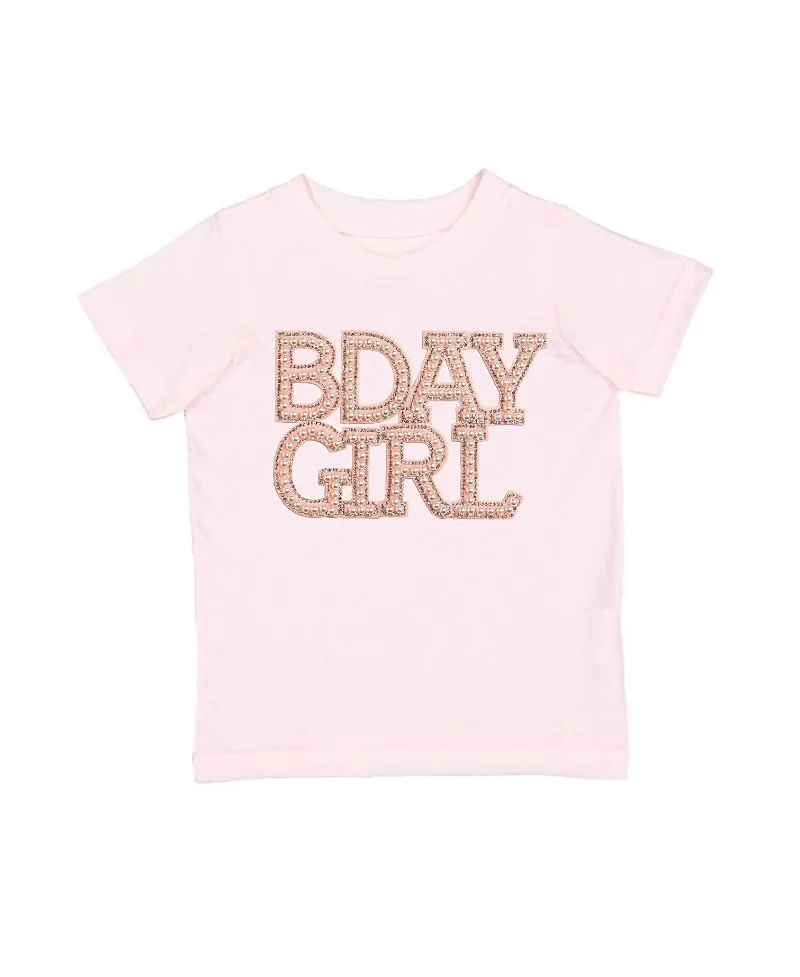 Sweet Wink Girls' Pearl BDay Girl Patch Short Sleeve T-Shirt - Little Kid