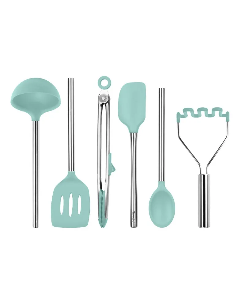 Tovolo Utensil 6-Pc. Silicone with Steel Handles Set - Aqua