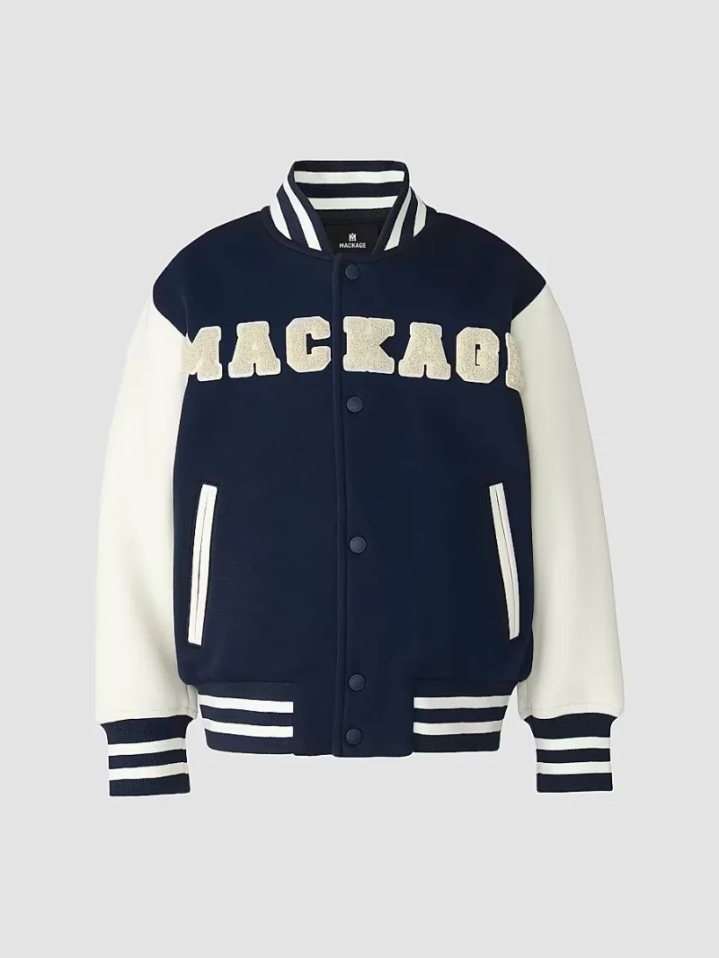 Mackage Boy's Little Boy's Nels Chenille Logo Varsity Jacket - Marine Blue - Size 6