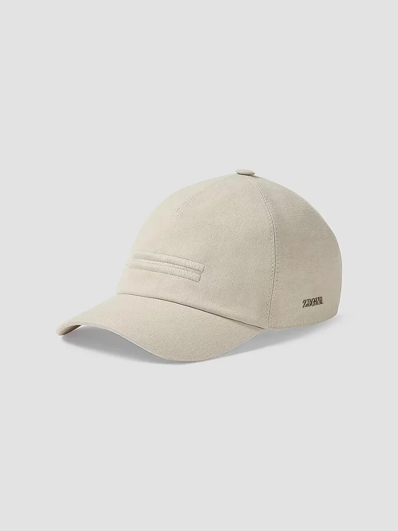 ZEGNA Men's Oasi Lino Baseball Cap - Ivory - Size XL