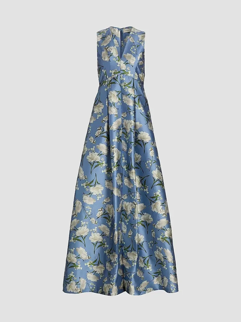 SACHIN BABI Women's Brooklynne Floral Mikado Gown - Twilight Gardens - Size 0