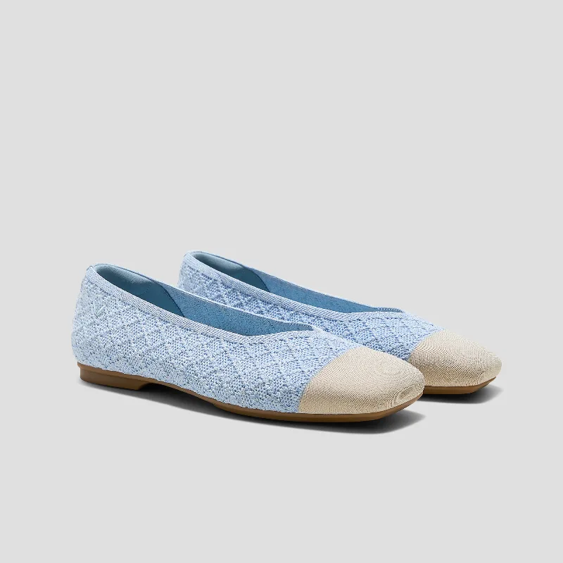VIVAIA Square-Toe Margot V-Cut Flats (Margot 3.0)|BLUE APRICOT QUILT|US 6.5