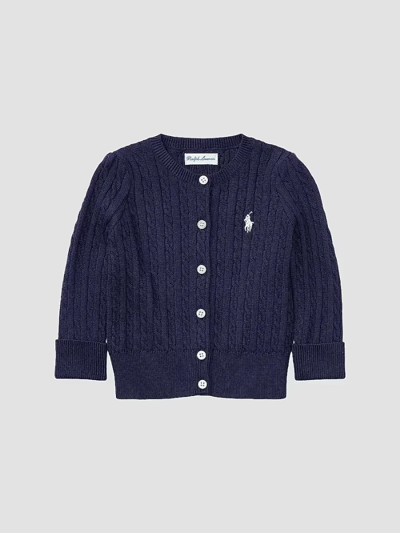 Baby Girl's Cable-Knit Cotton Cardigan - Hunter Navy - Size 9 Months