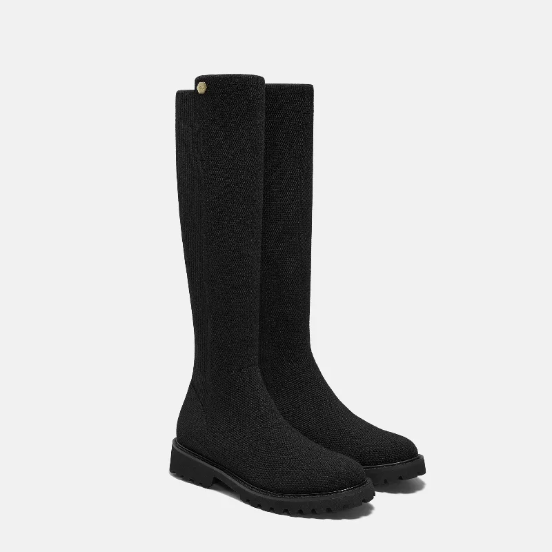 VIVAIA Round-Toe Stretchy Wool Knee-High Boots (Filipa)|BLACK|US 10