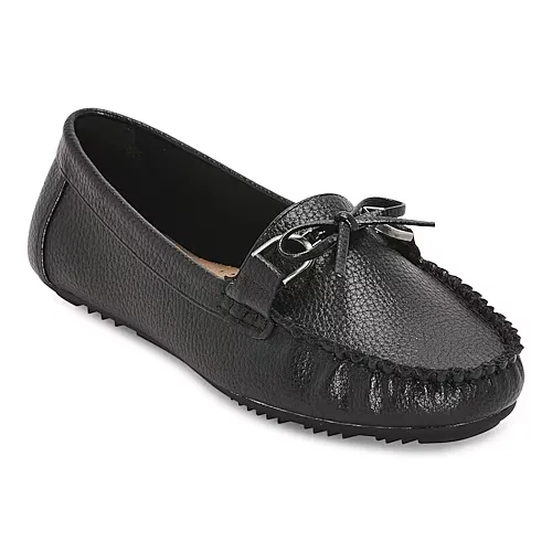 St. John's Bay Bossie Womens Moc Closed Toe Loafers, 8 1/2 Medium, Black