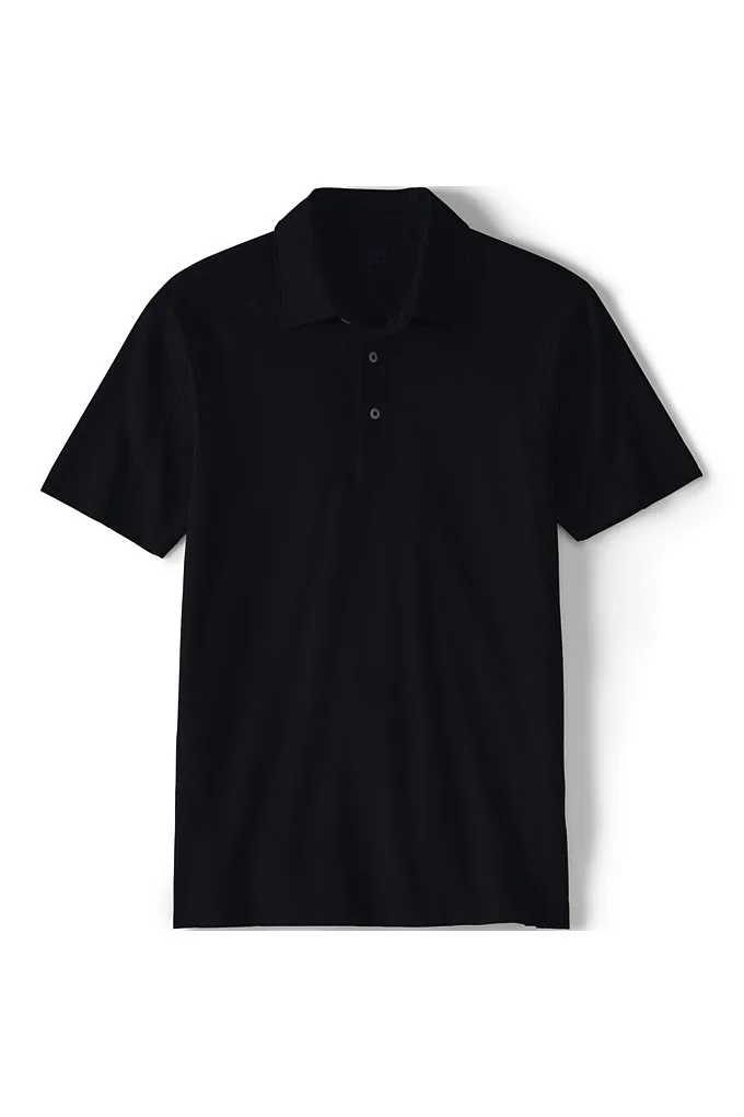 Unisex Short Sleeve Recycle Polo - Lands' End - Black - XS