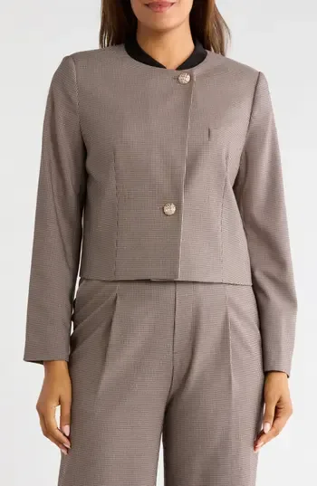 Gemma + Jane Houndstooth Cropped Jacket in Black/Grey at Nordstrom Rack, Size Medium