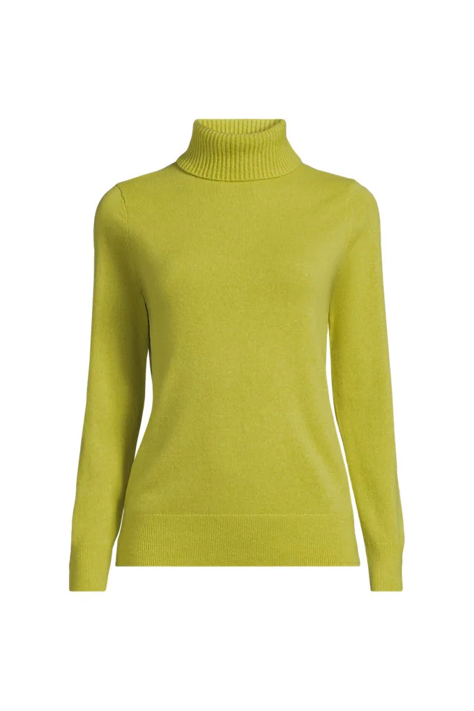 Women's Cashmere Turtleneck Sweater - Lands' End - Green - S