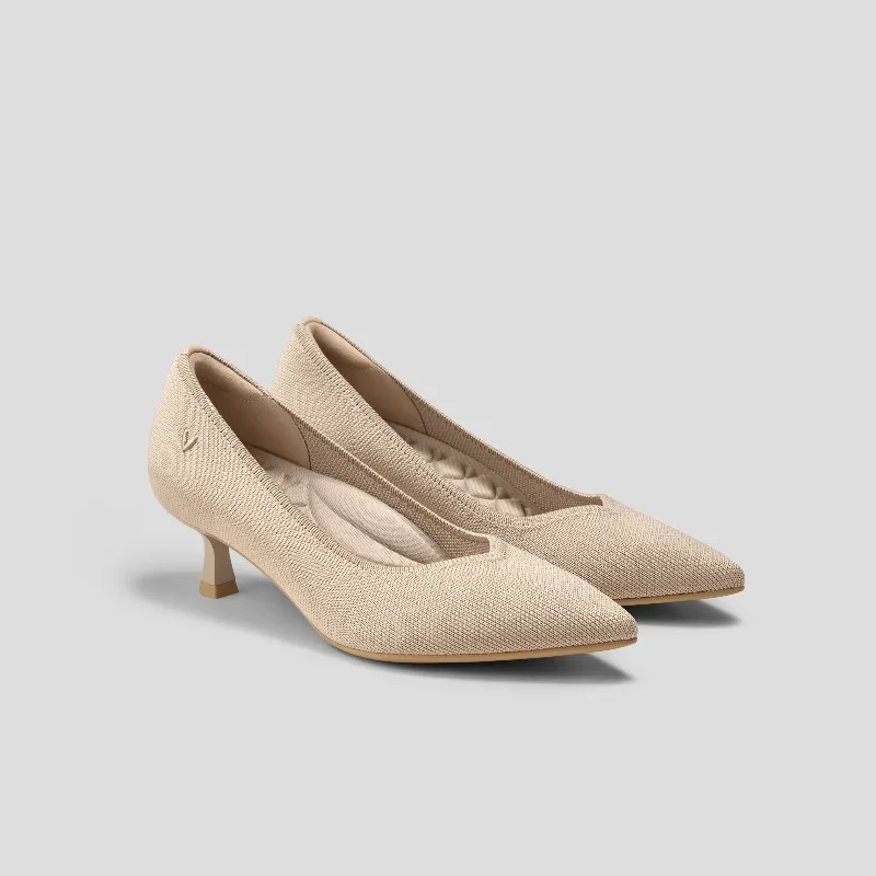VIVAIA Pointed-Toe Kitten Heels (Scarlett)|ALMOND|US 5